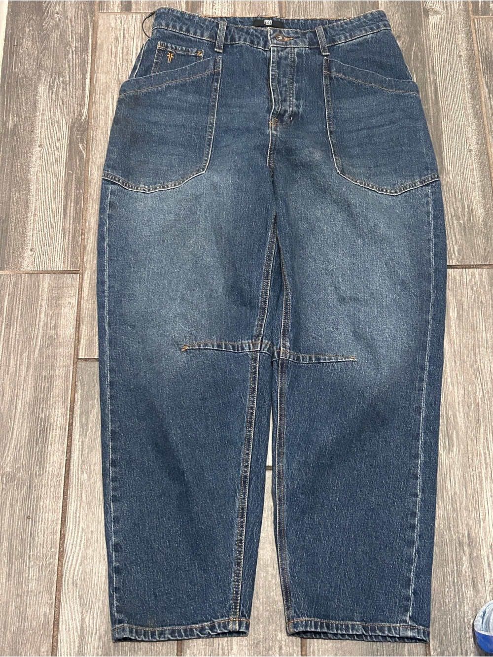 Frye Men's Dark Blue Relaxed Carpenter Jeans
